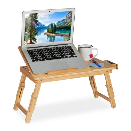 Folding bamboo laptop table