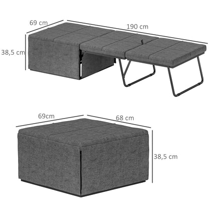 Folding guest bed with foam mattress - Grey, 120 kg Capacity