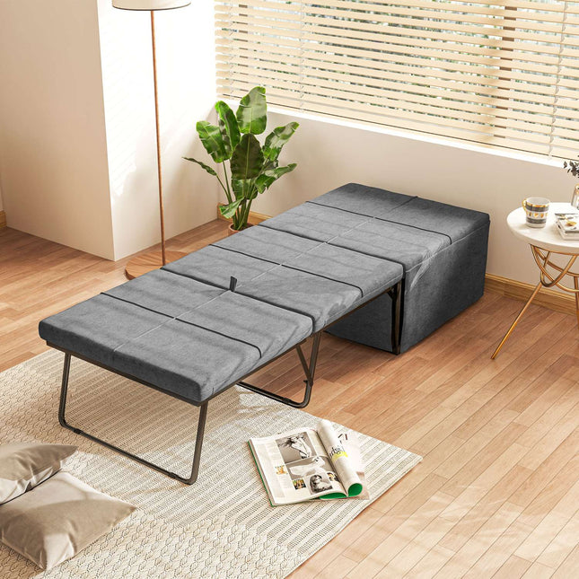 Folding guest bed with foam mattress - Grey, 120 kg Capacity