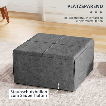 Folding guest bed with foam mattress - Grey, 120 kg Capacity