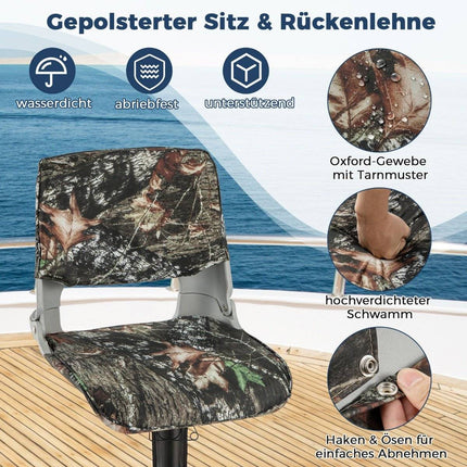 Folding boat seat with low backrest boat chair padded steering chair 50 x 50 x 47 cm