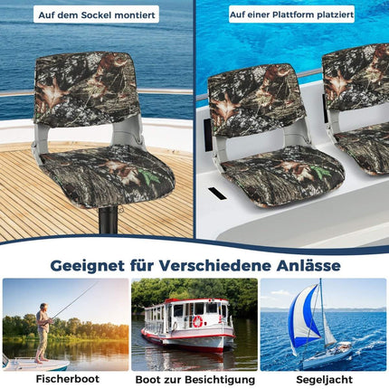 Folding boat seat with low backrest boat chair padded steering chair 50 x 50 x 47 cm