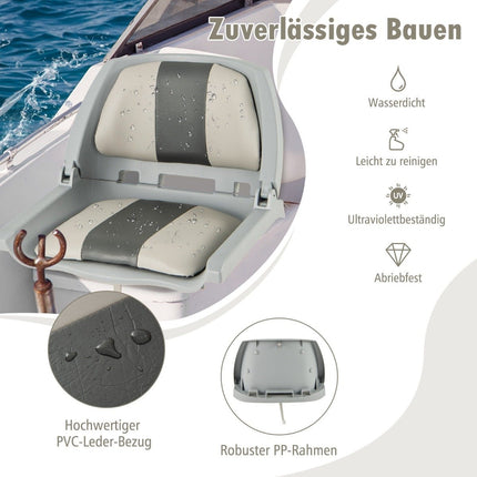 Folding boat seat with low backrest boat chair padded steering chair 57 x 51 x 35 cm