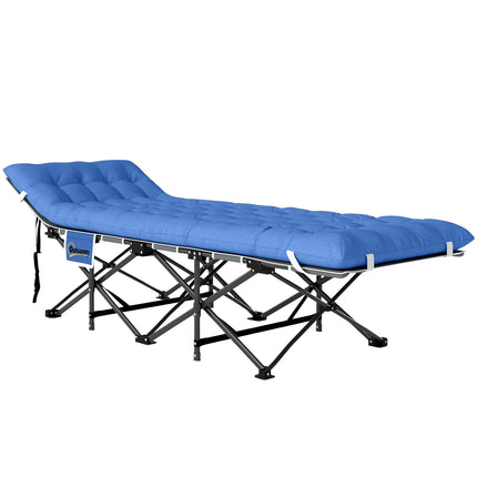 Folding camp bed with mattress and pillow - 190 cm, 150 kg limit