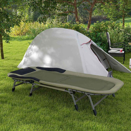 Folding camping bed - adjustable, supports up to 180 kg, green