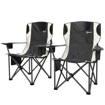Folding camping chairs Set with armrests & cooler bag