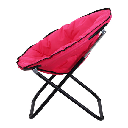 Folding camping chair, upholstered metal & Oxford, pink