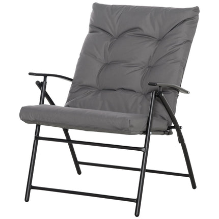 Folding camping chair with adjustable metal frame, gray