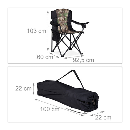 Folding camping chair with bottle holder
