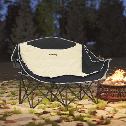 2-seat folding camping chair with cup holder, capacity 250 kg