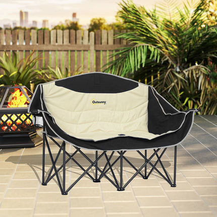 2-seat folding camping chair with cup holder, capacity 250 kg