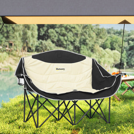 2-seat folding camping chair with cup holder, capacity 250 kg