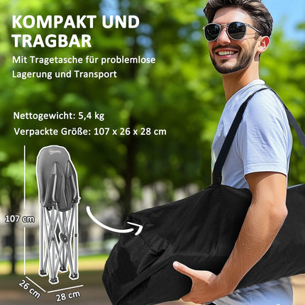 Folding camping chair with side pocket, lightweight, 120 kg capacity