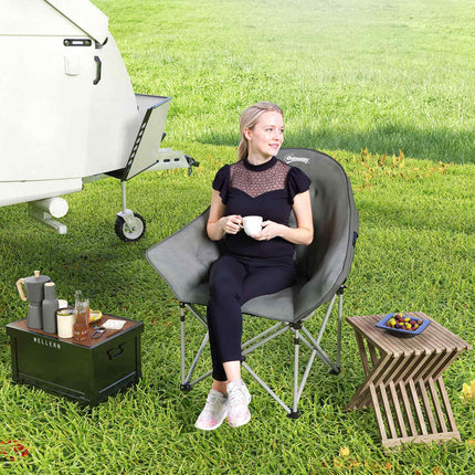 Folding camping chair with side pocket, lightweight, 120 kg capacity