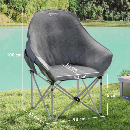 Folding camping chair with side pocket, lightweight, 120 kg capacity