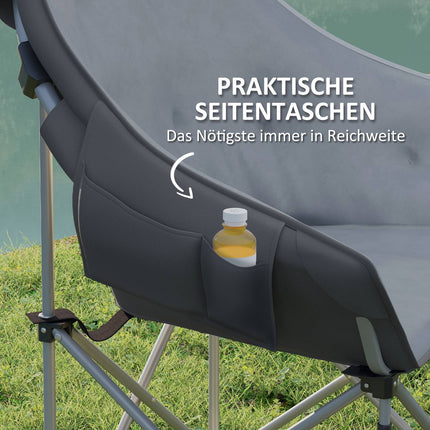 Folding camping chair with side pocket, lightweight, 120 kg capacity