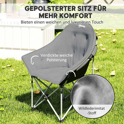 Folding camping chair with side pocket, lightweight, 120 kg capacity