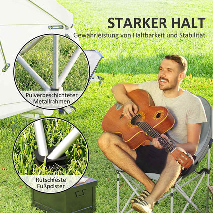 Folding camping chair with side pocket, lightweight, 120 kg capacity