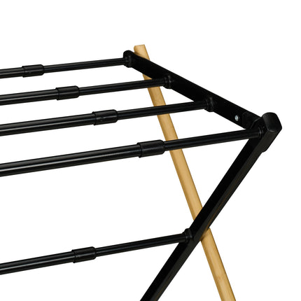 Folding clothes horse in bamboo & metal
