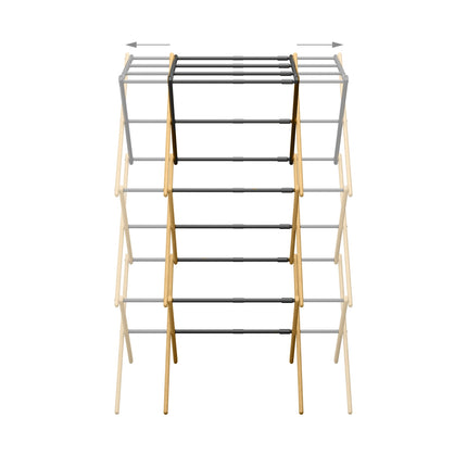 Folding clothes horse in bamboo & metal