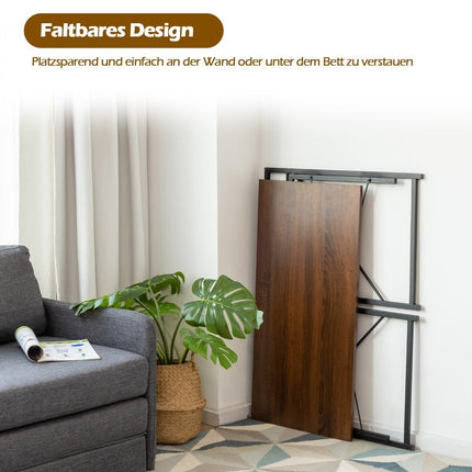Folding computer table, work table with metal frame, laptop table, can hold up to 115 kg, brown, 100 x 50 x 75 cm