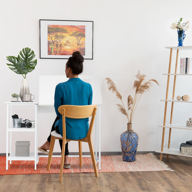 Folding desk with 3 shelves