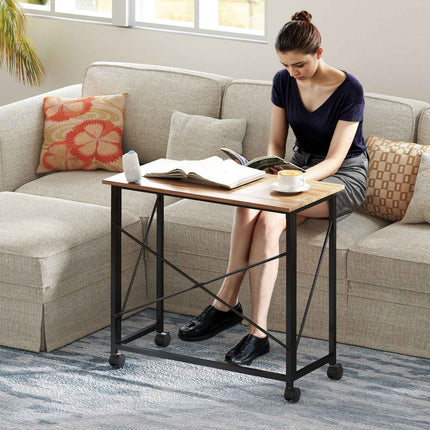 Folding Desk with Wheels, Space-Saving, Steel, MDF