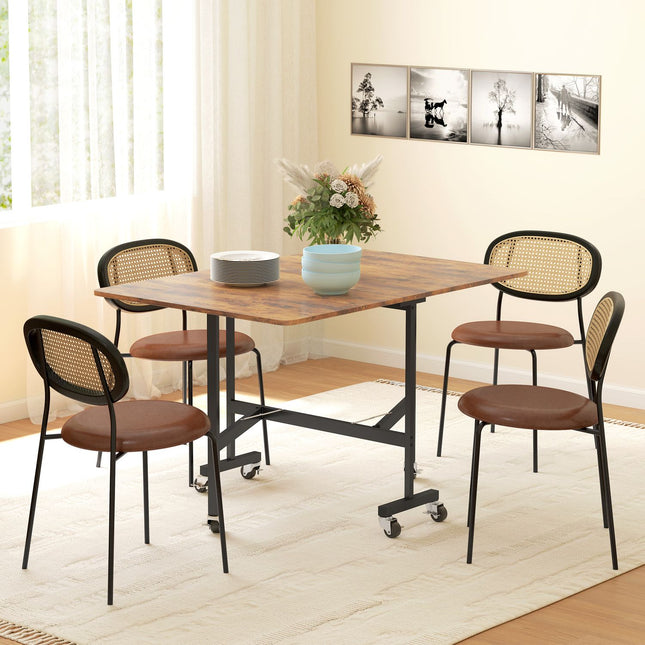 Folding dining table with wheels, Rustic brown, 120x80 cm