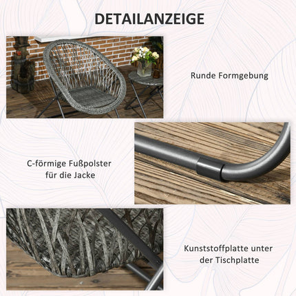 Garden balcony furniture set with table and padded chairs