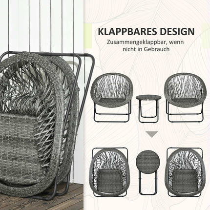 Garden balcony furniture set with table and padded chairs
