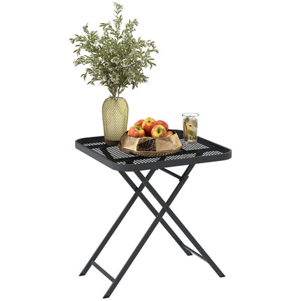 Weatherproof folding steel table - 70 x 70 cm, Black