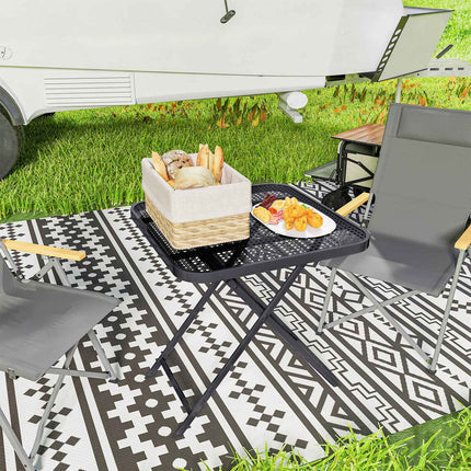 Weatherproof folding steel table - 70 x 70 cm, Black
