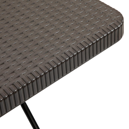 Folding garden table, Plastic & Metal, 60x60x74cm, Brown