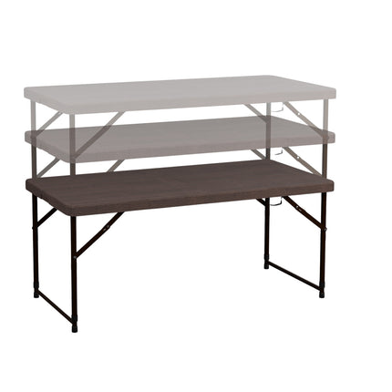 Folding garden table, height adjustable