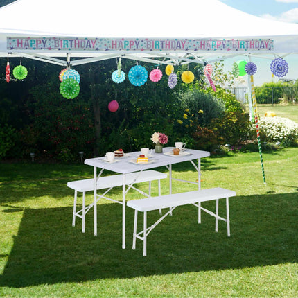 Folding garden table in wooden look