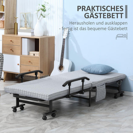 Folding guest bed - Steel frame, adjustable backrest
