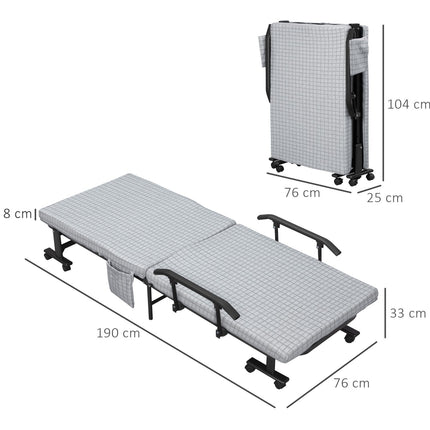 Folding guest bed - Steel frame, adjustable backrest