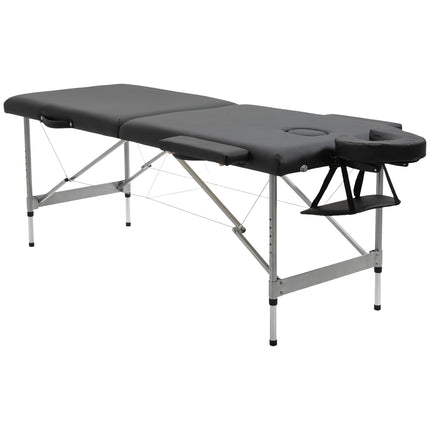 Folding massage table, 7 zones, height adjustable, black