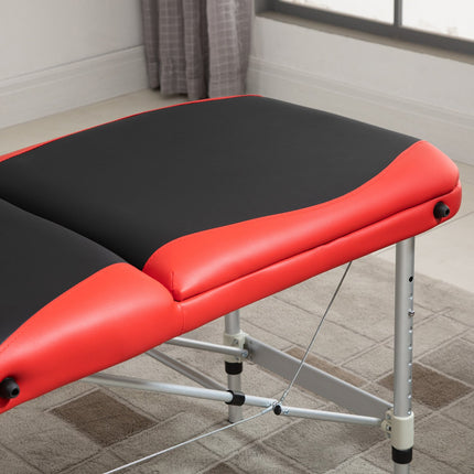 Height-adjustable folding massage table, aluminum & foam, 215 x 60 cm