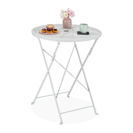 Folding metal balcony table