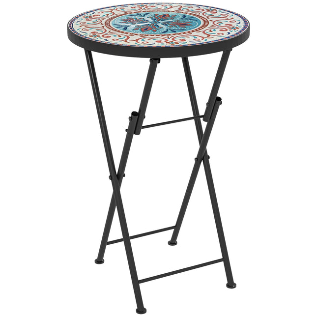 Folding outdoor metal garden table - Mosaic board, weatherproof