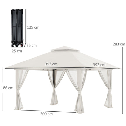 Folding pavilion 4x4m, UV protection, adjustable height, cream