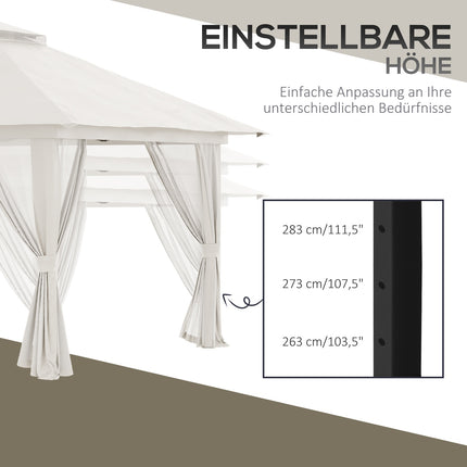 Folding pavilion 4x4m, UV protection, adjustable height, cream