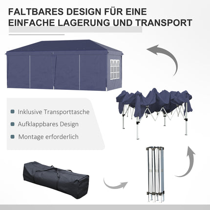 Folding pavilion 5.85x2.95m with UV protection & Sides