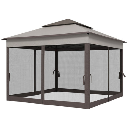 Pop-up garden party tent with side walls, light gray 3.25m