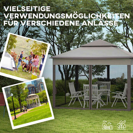 Pop-up garden party tent with side walls, light gray 3.25m