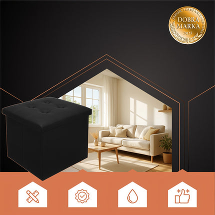 Folding pouffe black 25779