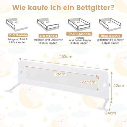 Folding safety gate for cots with adjustable straps 150x40.5x42 cm white