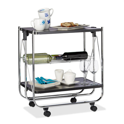 Folding serving trolley