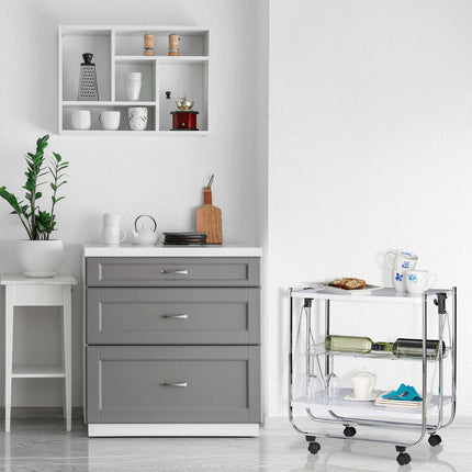 Folding serving trolley